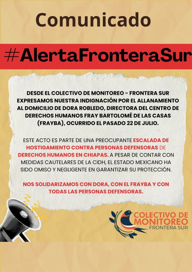 Expresamos nuestra indignación y preocupación por el allanamiento del domicilio de la Directora de Centro de Derechos Humanos Fray Bartolomé de las Casas